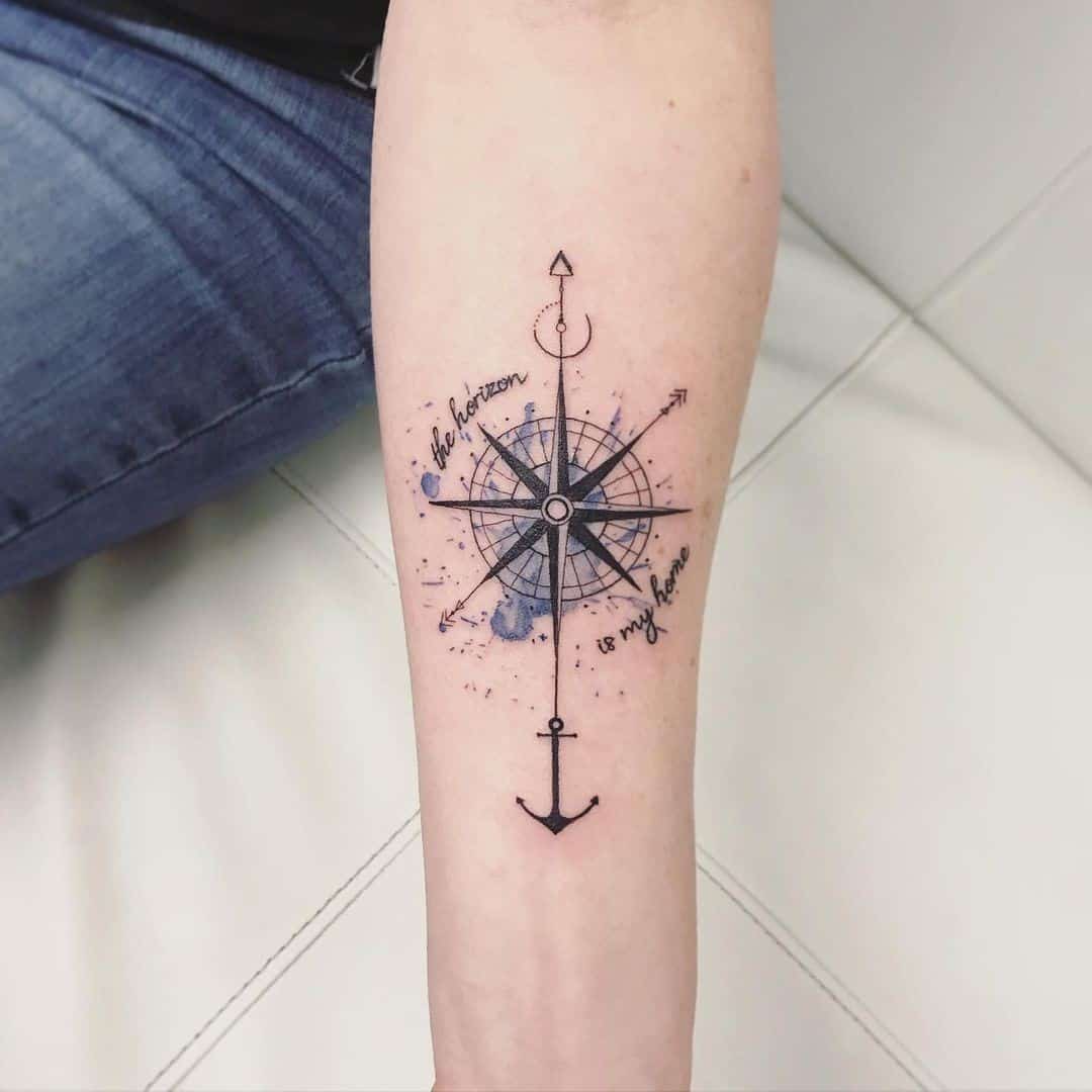 110 Best Compass Tattoo Designs, Ideas and Images | Simple compass tattoo, Compass  tattoo design, Compass tattoo