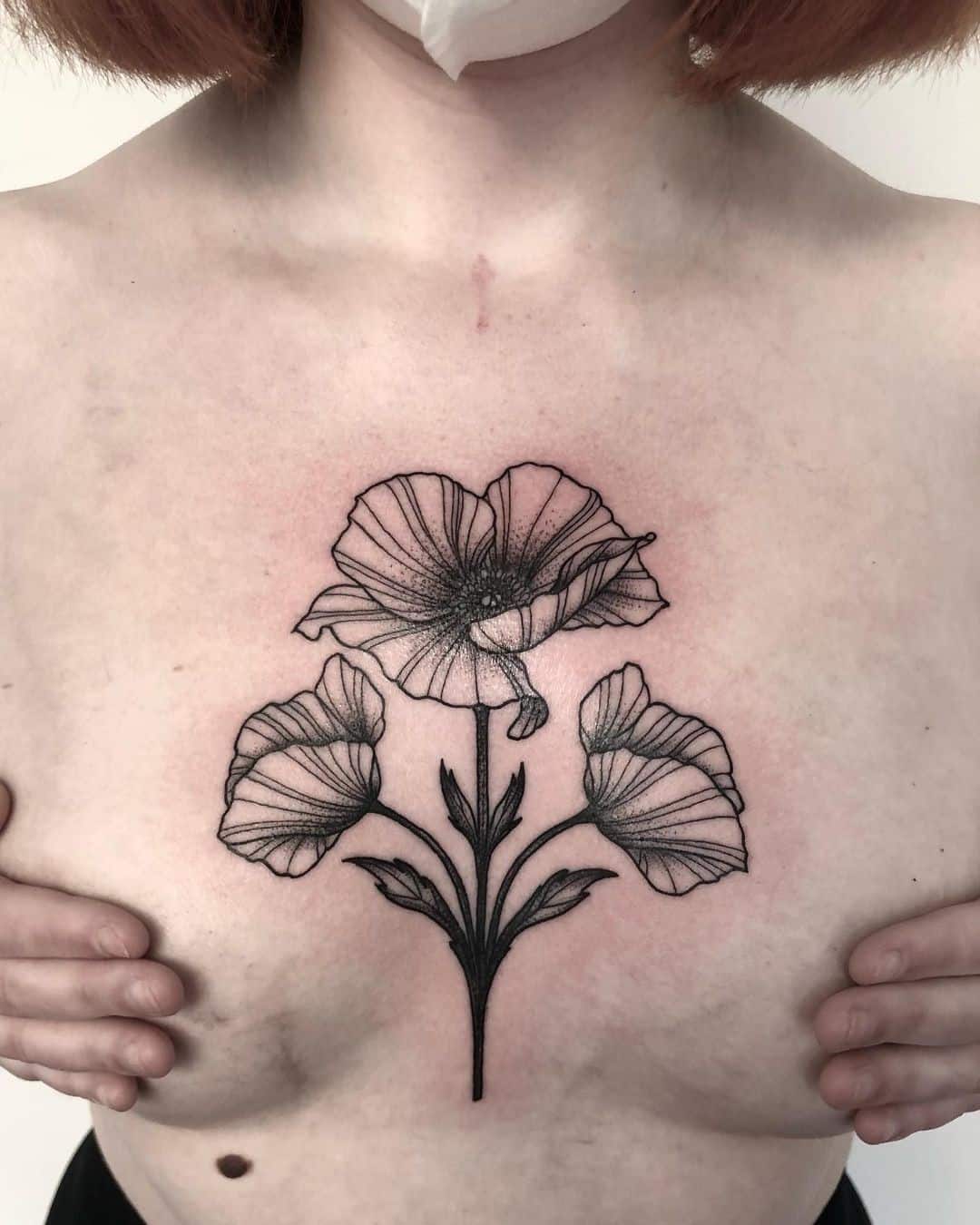Chest Piece Poppy Flower Tattoo
