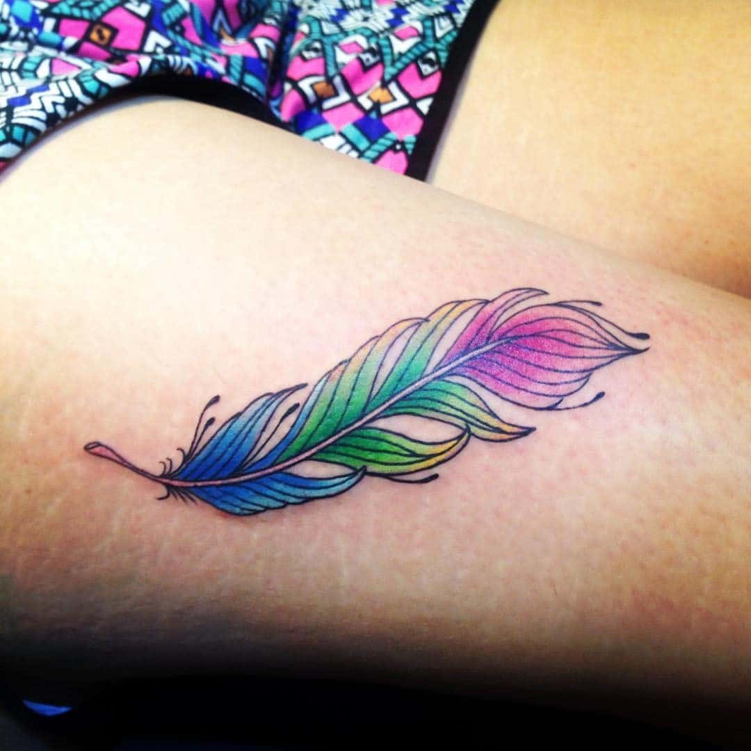 Colorful Feather Tattoo 3