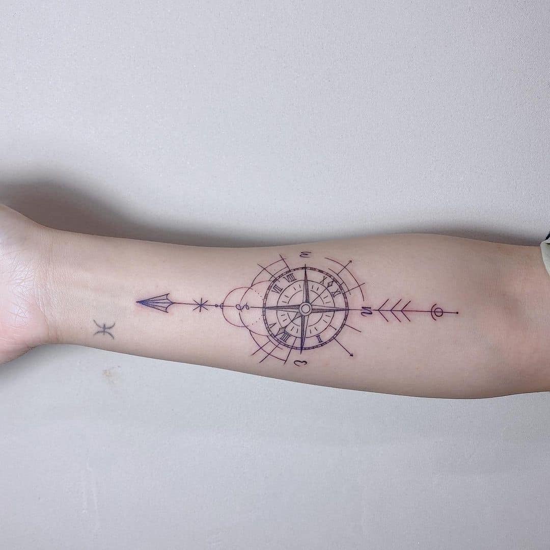 Compass Arrow Tattoo 