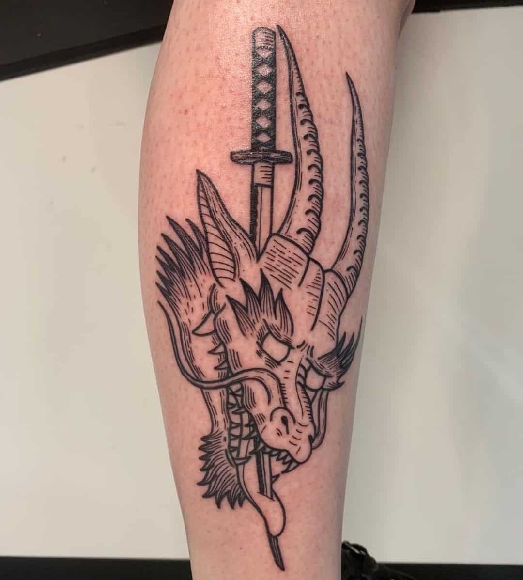 Dragon Calf Tattoo Designs