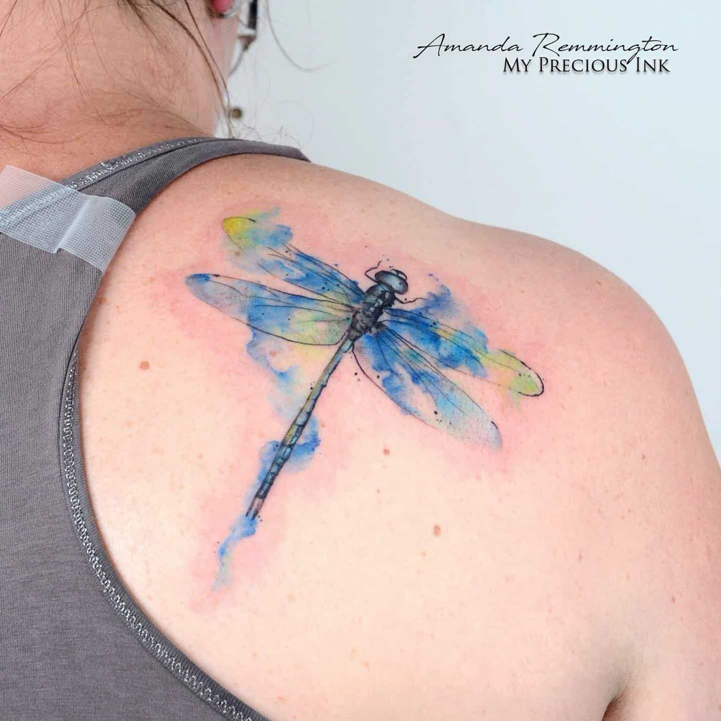 Dragonfly Watercolor Tattoo 1
