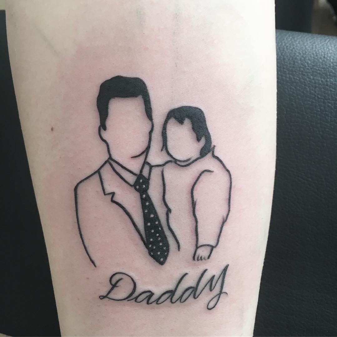 Father and Daughter Silhouette Tattoo 3