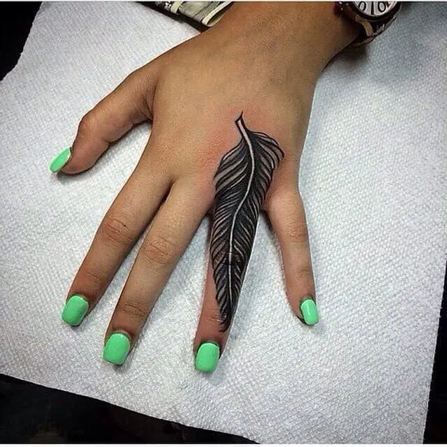 Feather Finger Tattoo 1