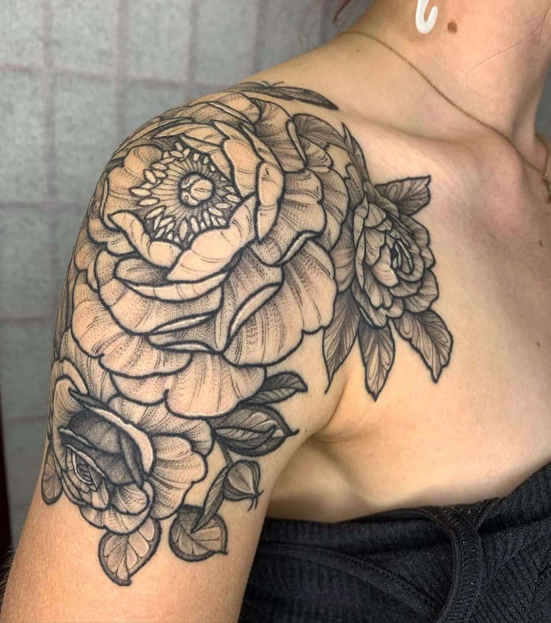 Floral Shoulder Cap Tattoos