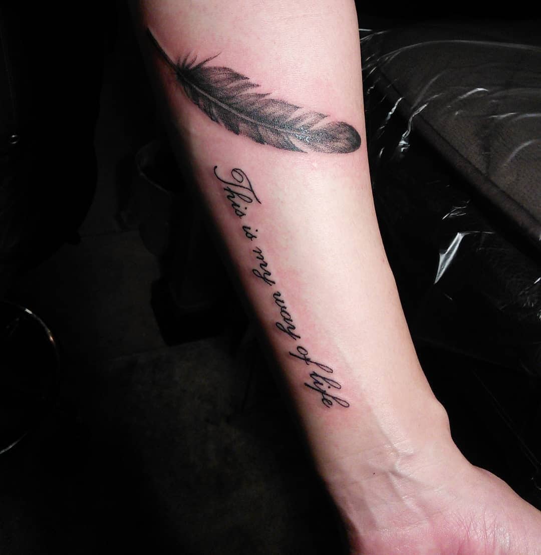 Forearm Feather Tattoo 2