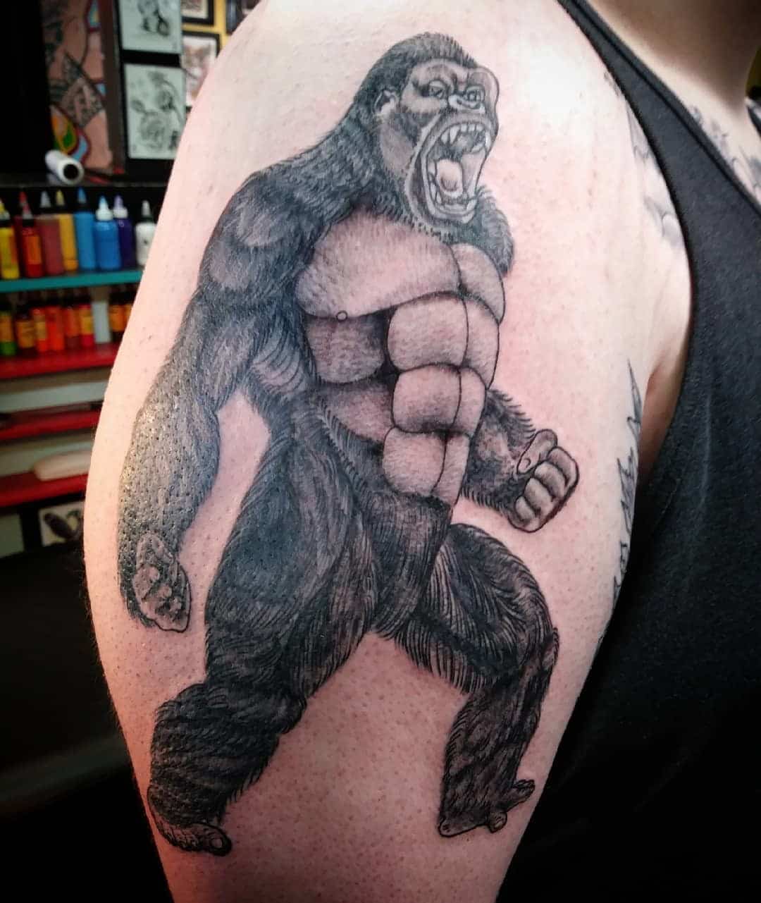 Giant Shoulder King Kong Tattoo Print 
