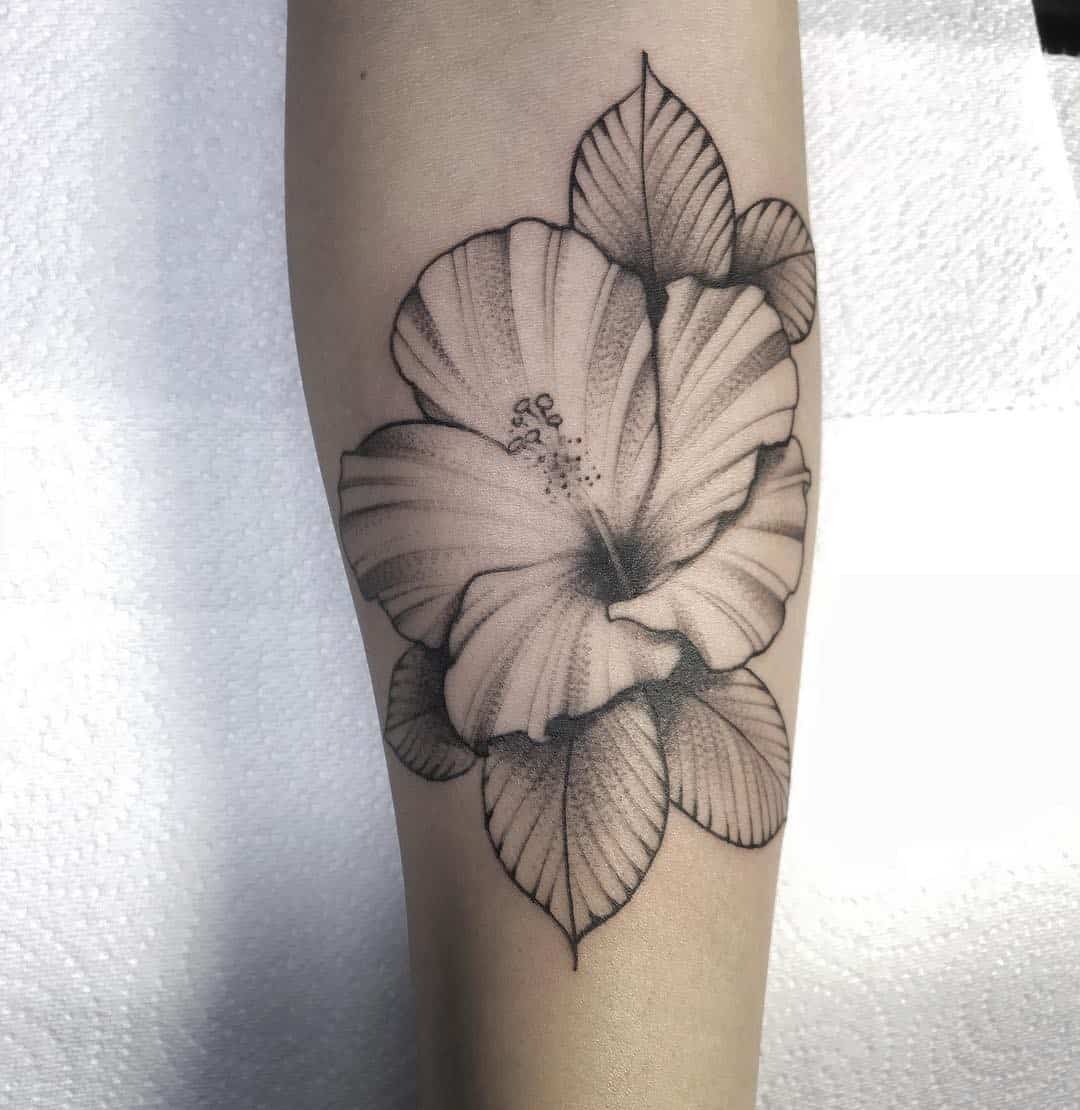 Hibiscus Flower Tattoo Design Black & White