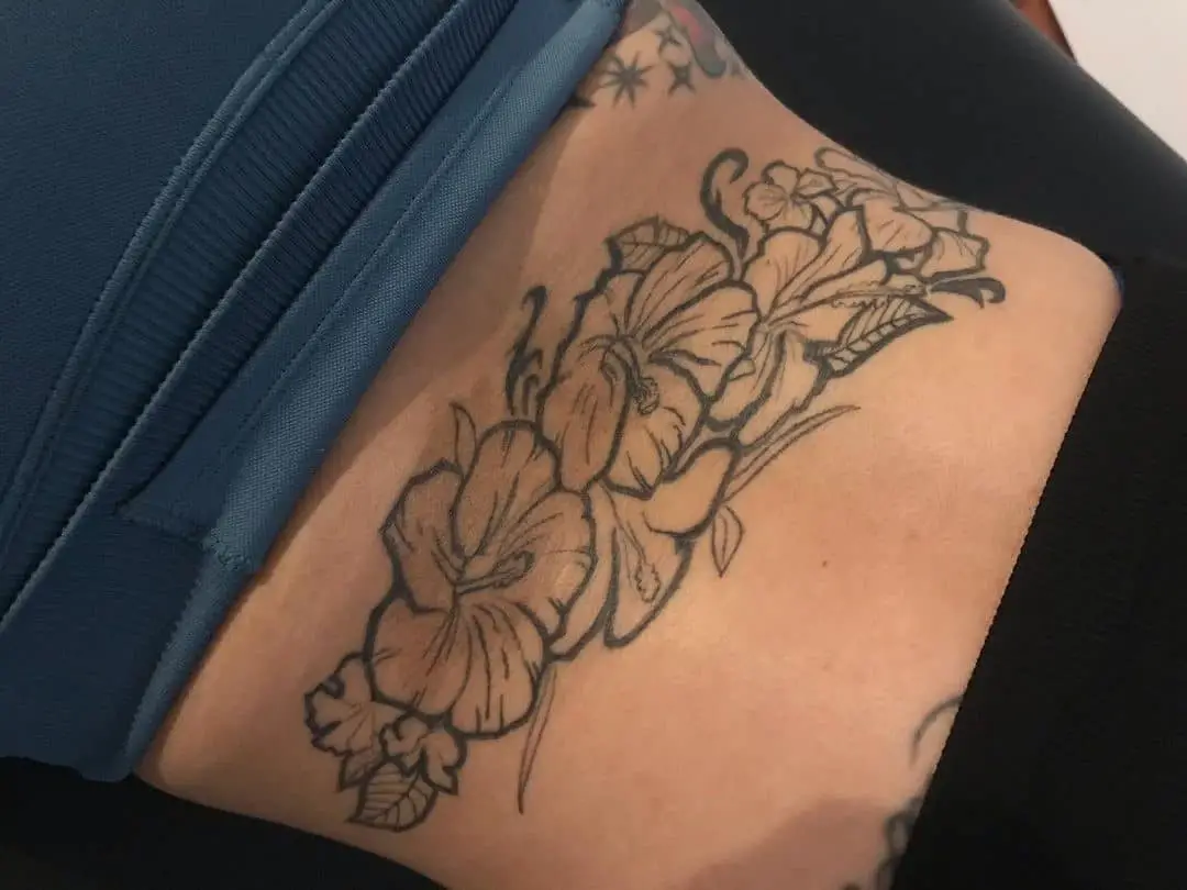 Hibiscus Flower Tattoo Over Back 