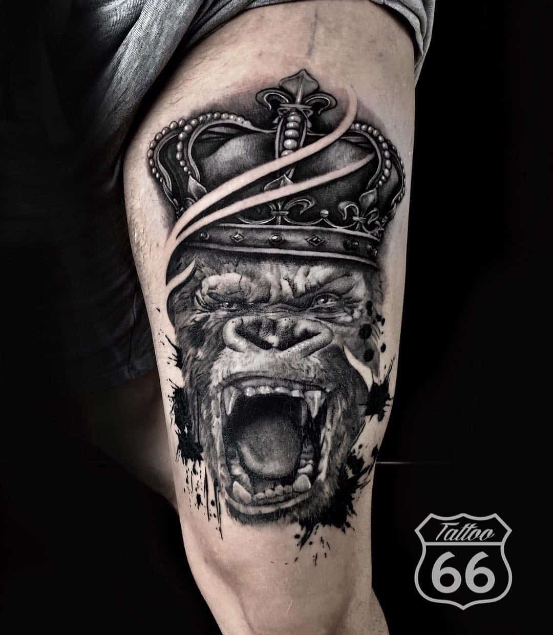 King Kong Tattoo Idea With A Crown Print 