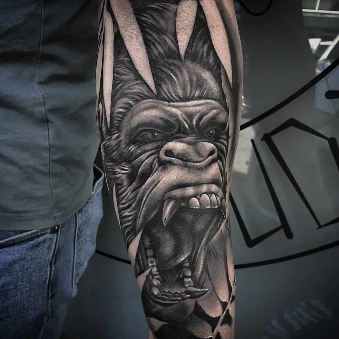 King Kong Tattoo Ideas Black Ink Scary Ape
