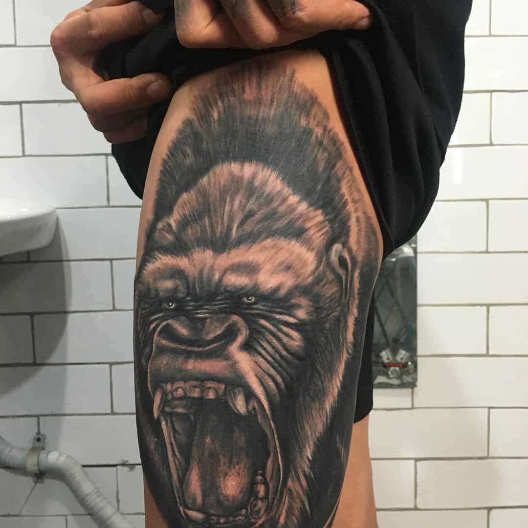 King Kong Tattoo Ideas Over Legs