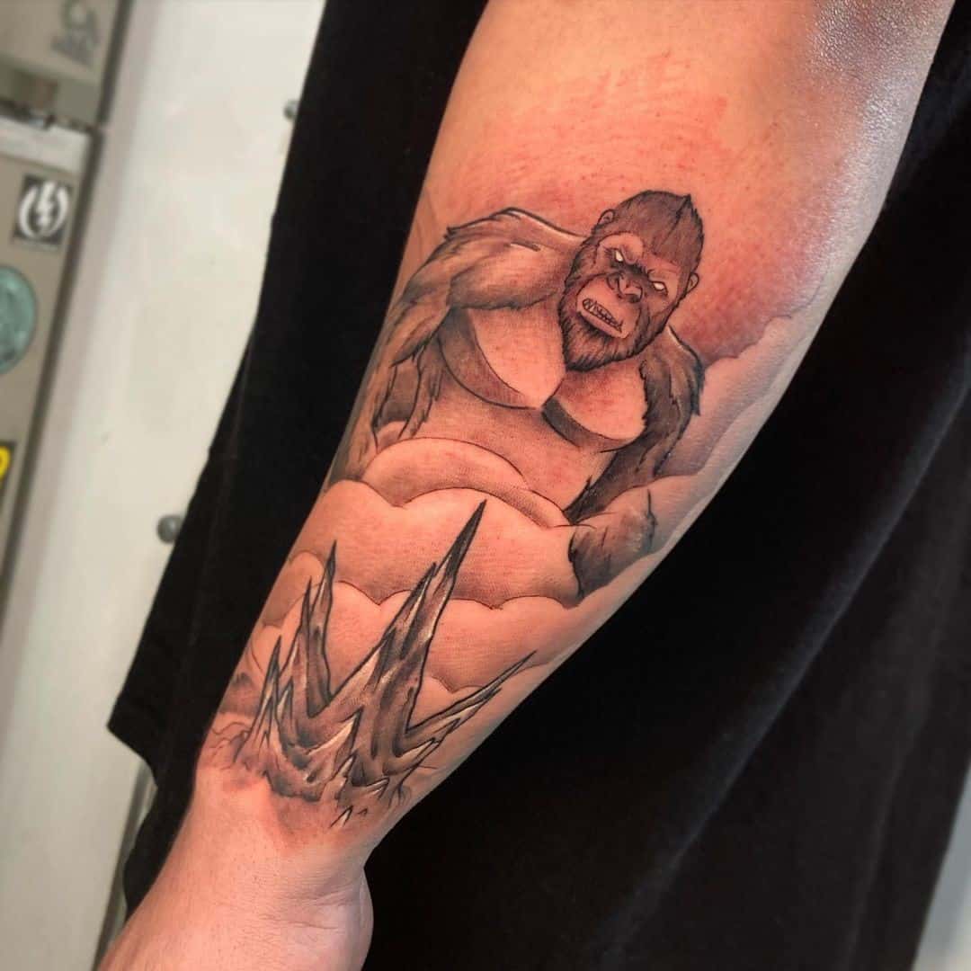 King Kong Tattoo Over Forearm 