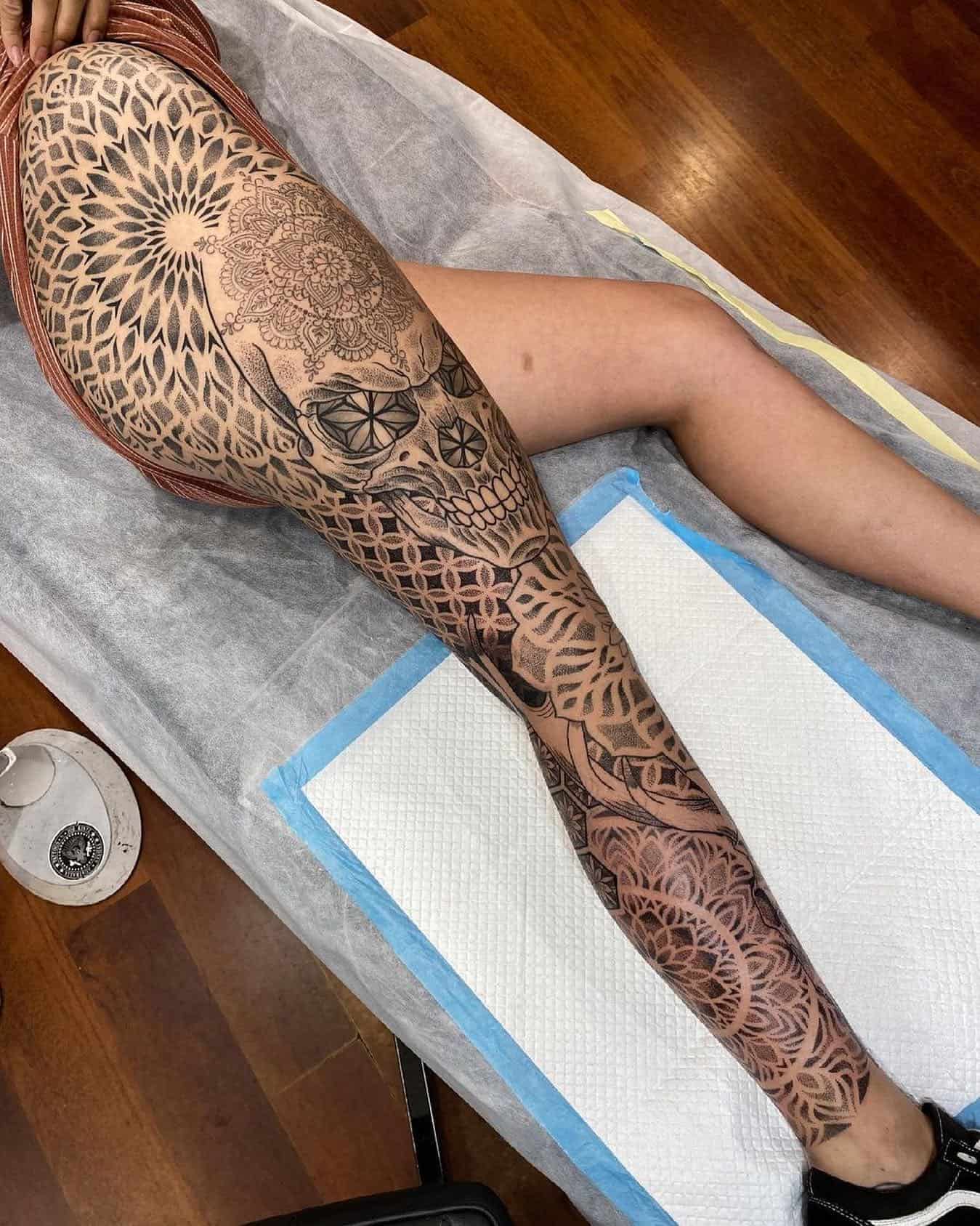 Leg sleeve tattoo 4