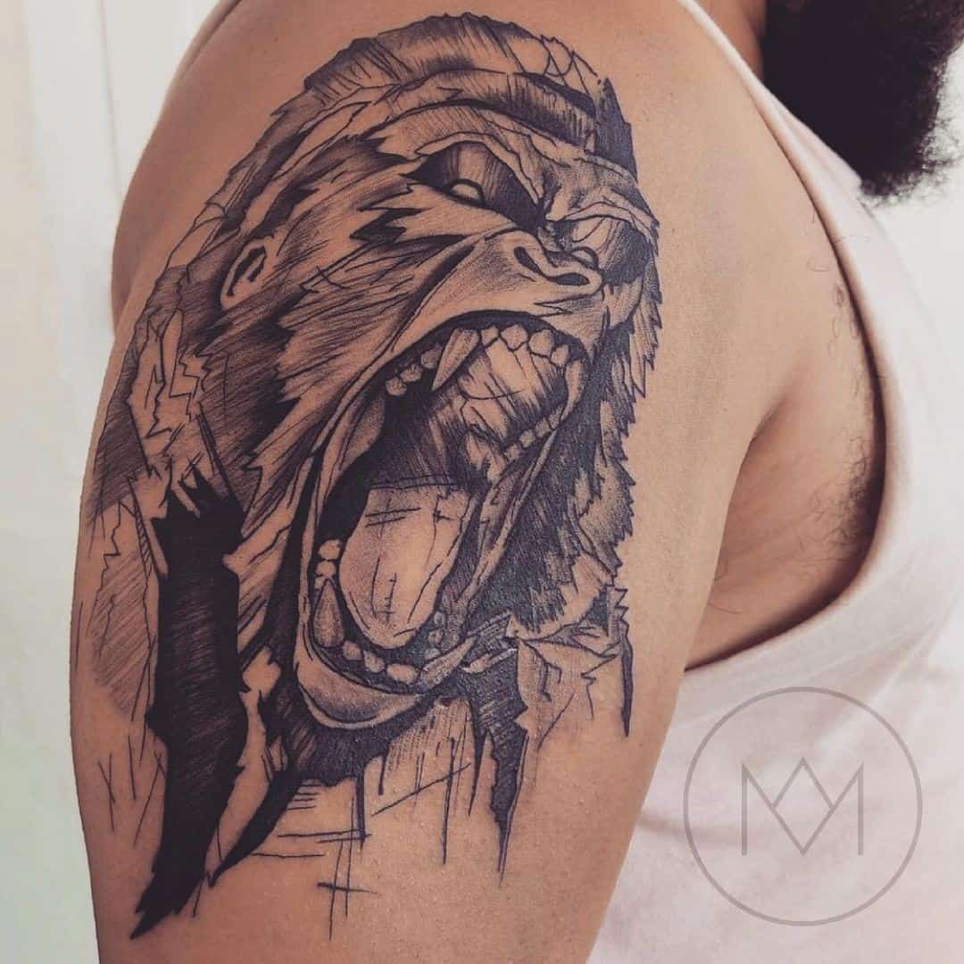 Masterpiece Shoulder & Arm King Kong Tattoo Idea