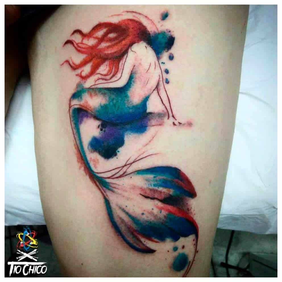 Mermaid Watercolor Tattoos 1