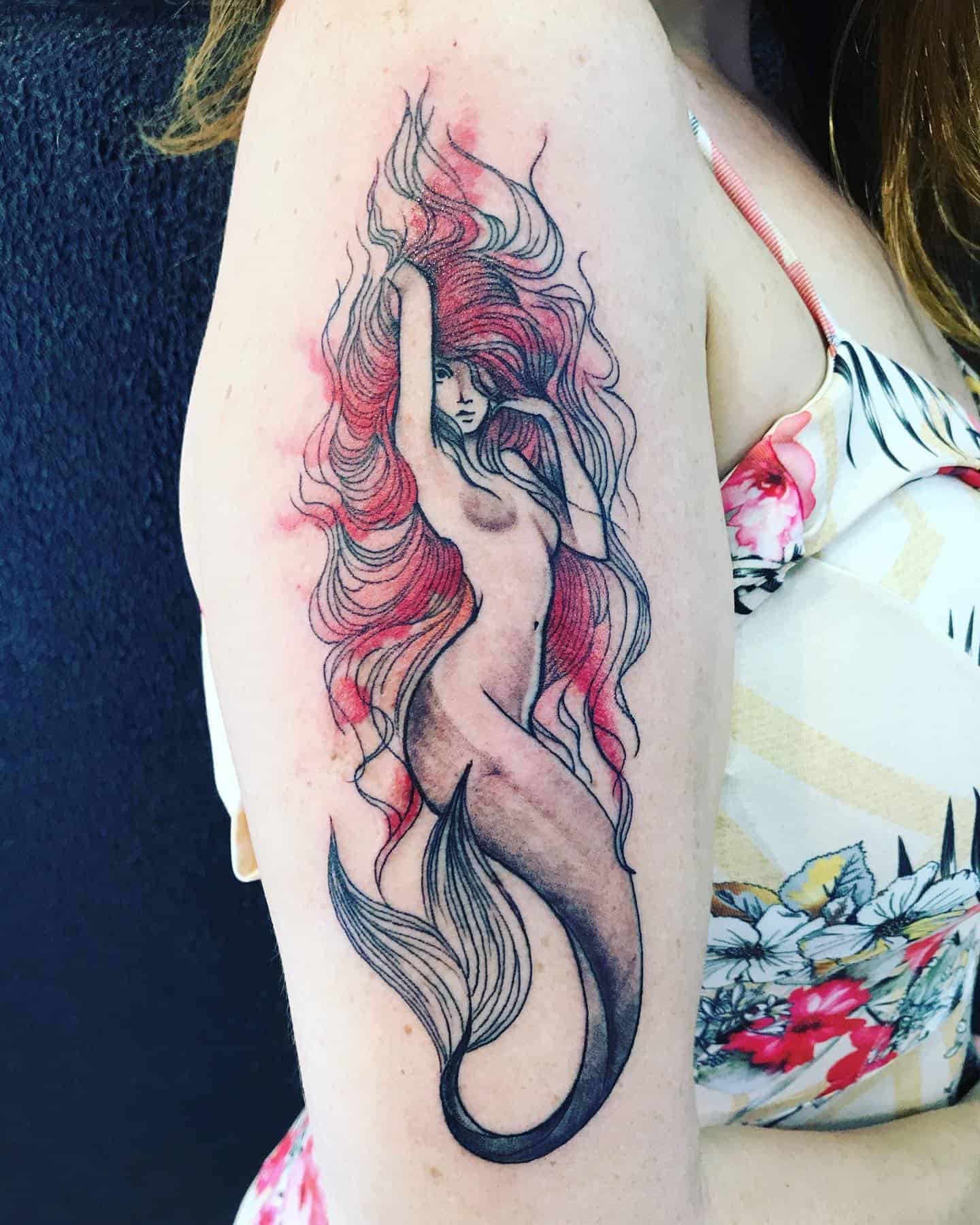 Mermaid Watercolor Tattoos 2
