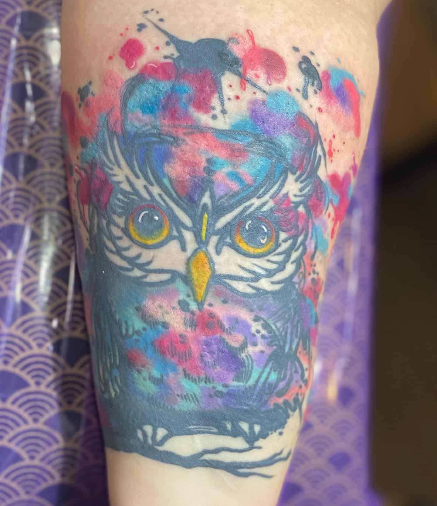 Owl Watercolor Tattoos 2