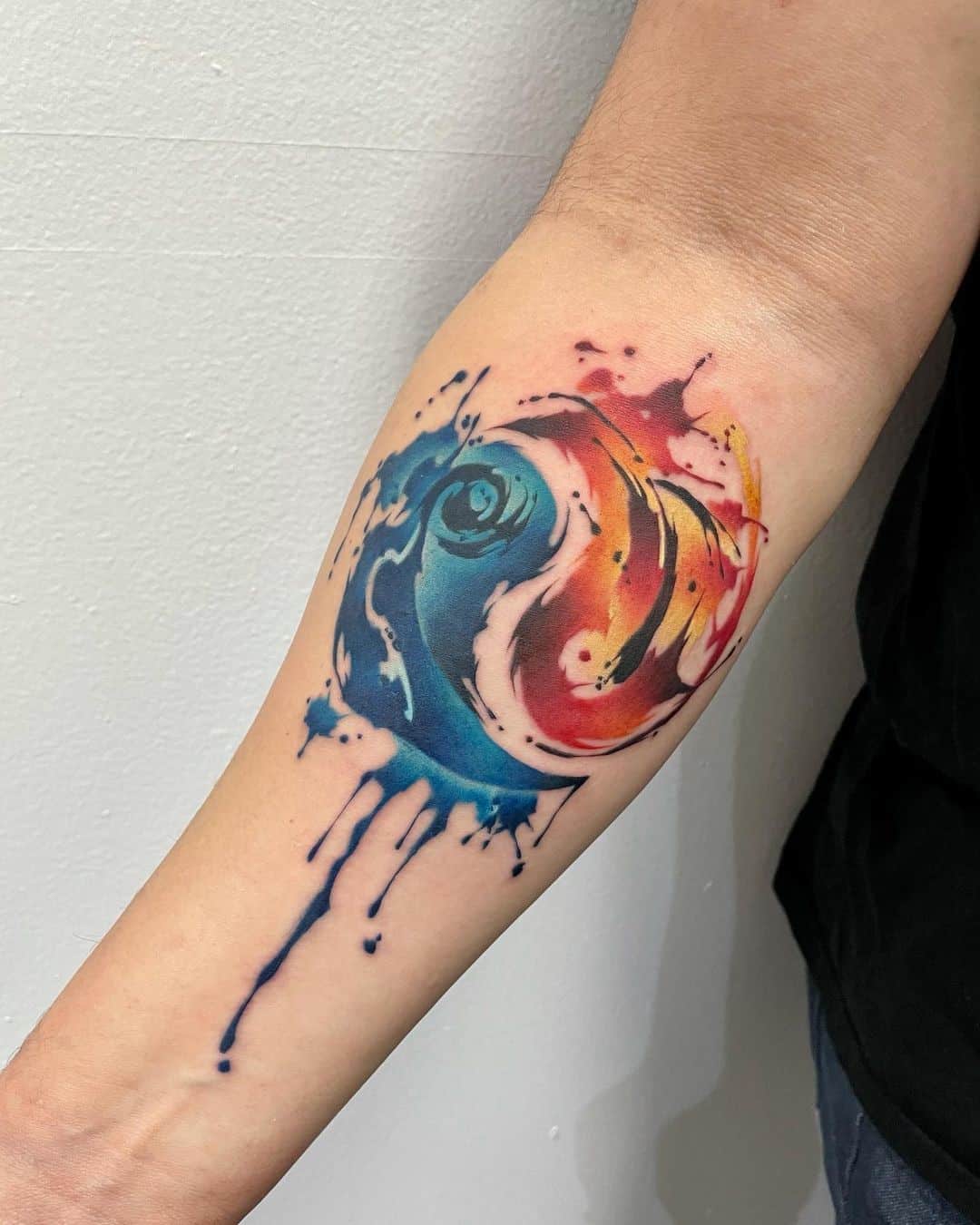 Red & Blue Yin Yang Tattoo 