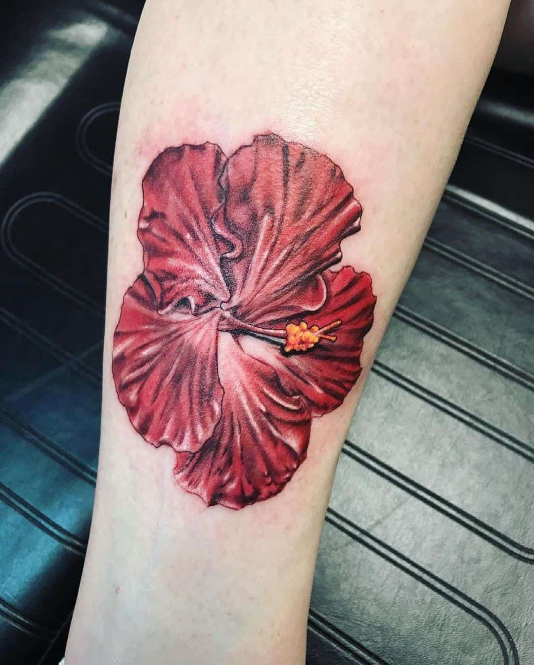 Red Hibiscus Flower Tattoo