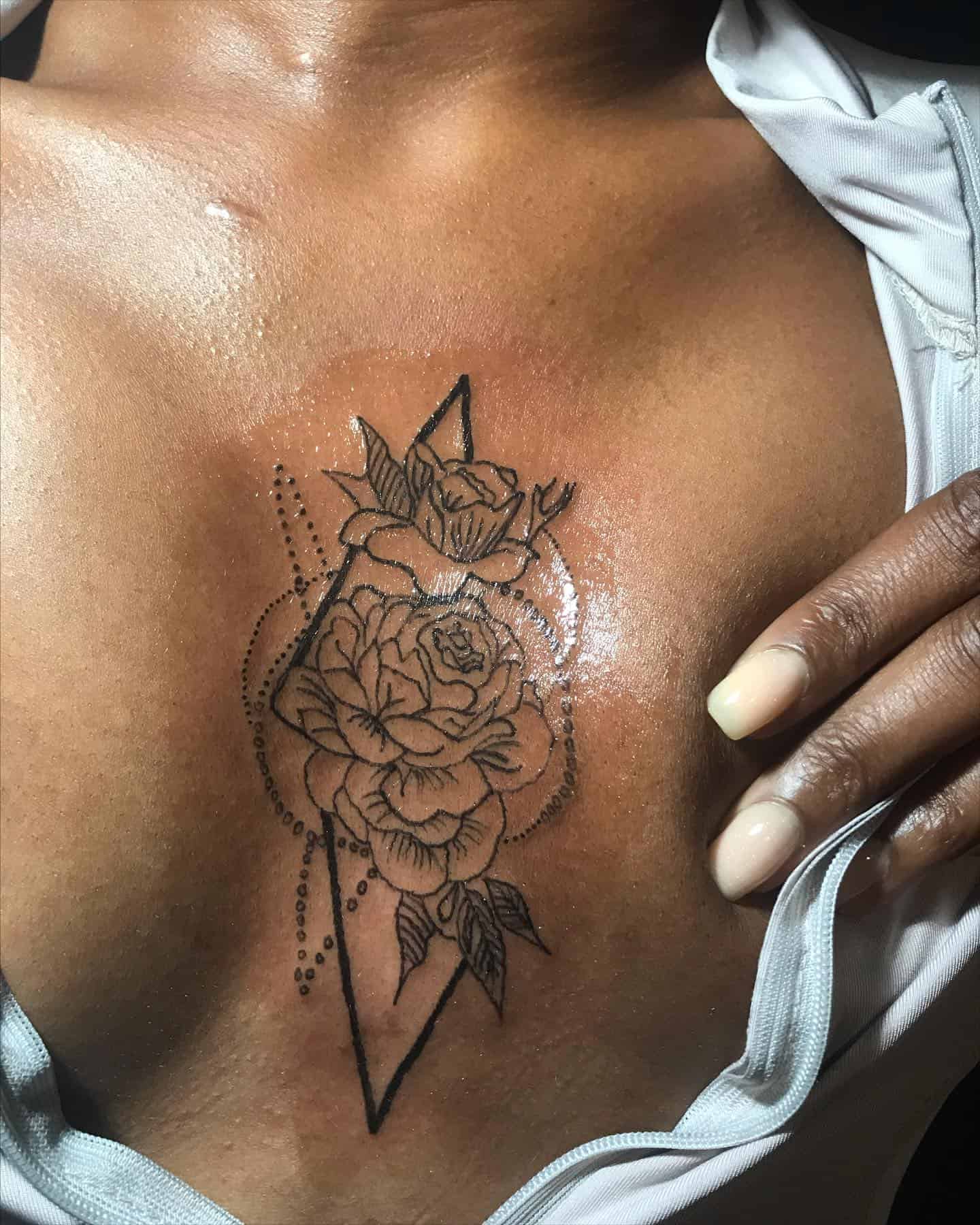 Rose Sternum Tattoo 2
