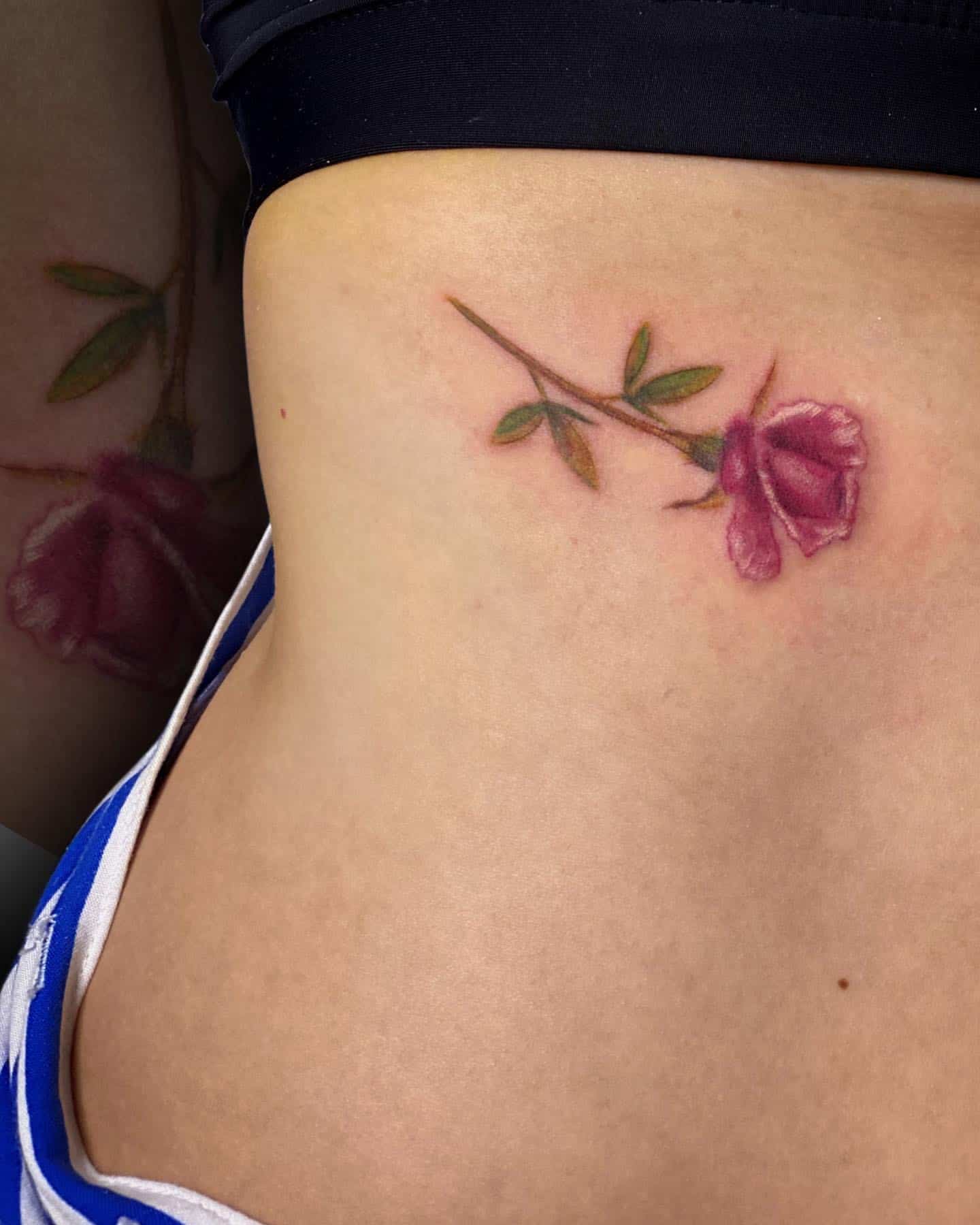 Rose side tattoo 5