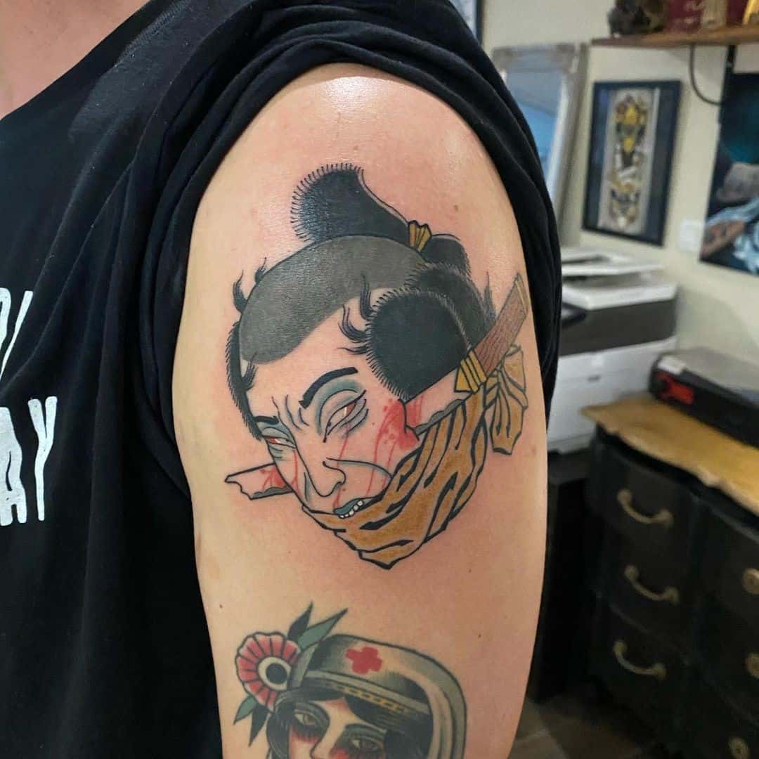 Samurai Head Tattoo Design