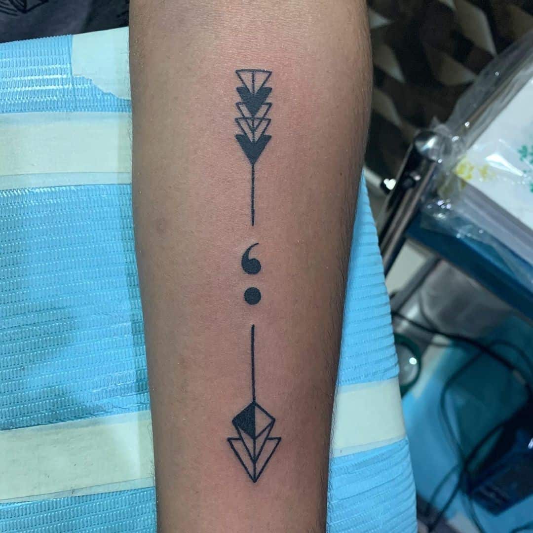 Semicolon Arrow Tattoo 