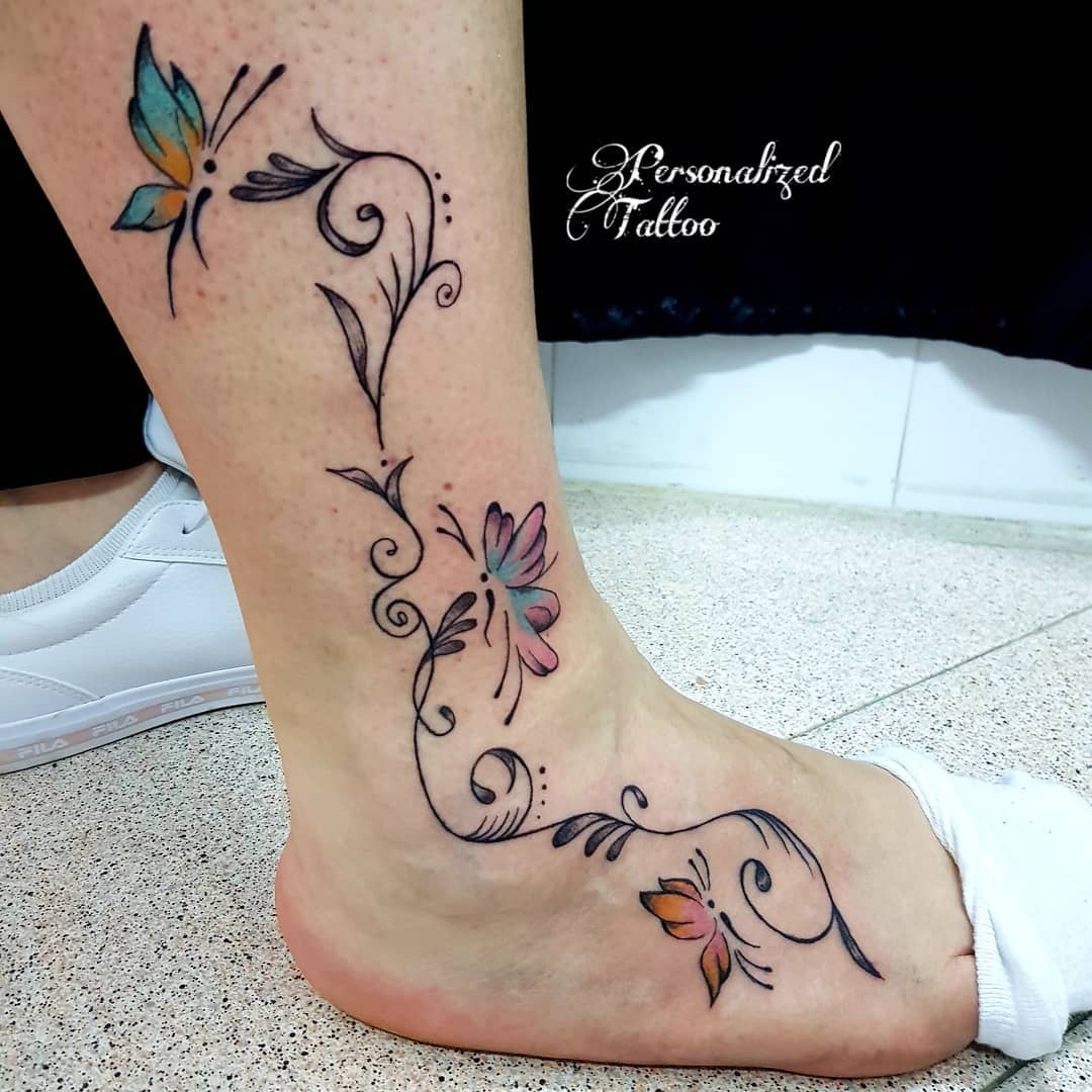 Simple Butterfly Ankle Tattoo
