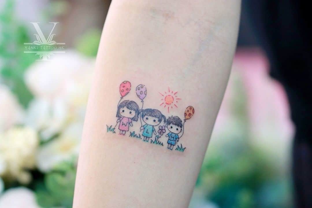 Small & Cute Kids Family Tattoo