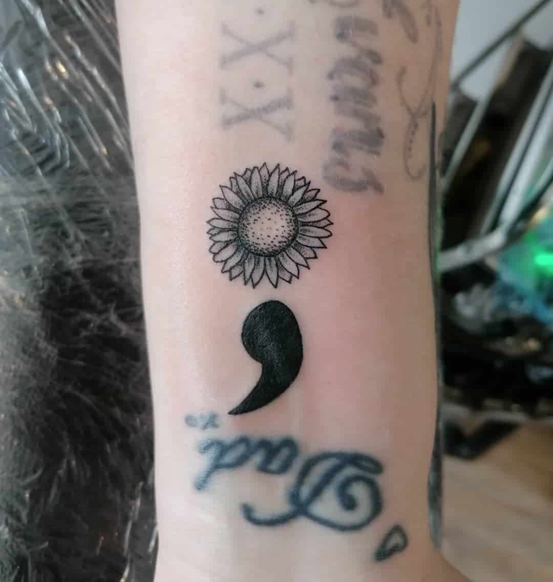 Sunflower Semicolon Tattoo