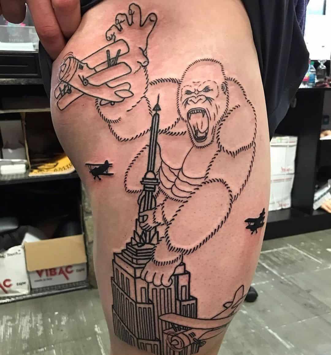 Thigh & Booty King Kong Tattoo Ideas