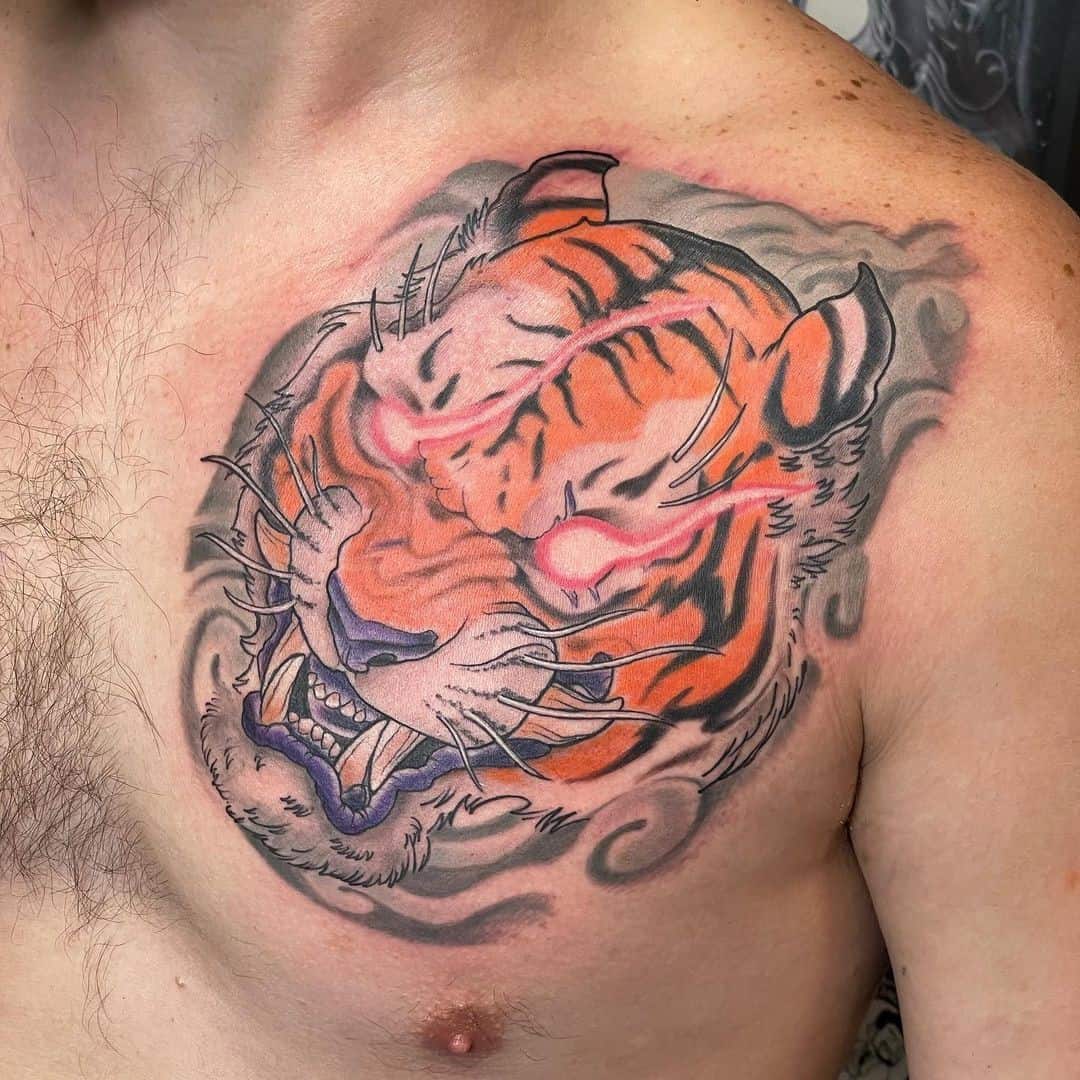 Tiger Tattoo Chest Design 