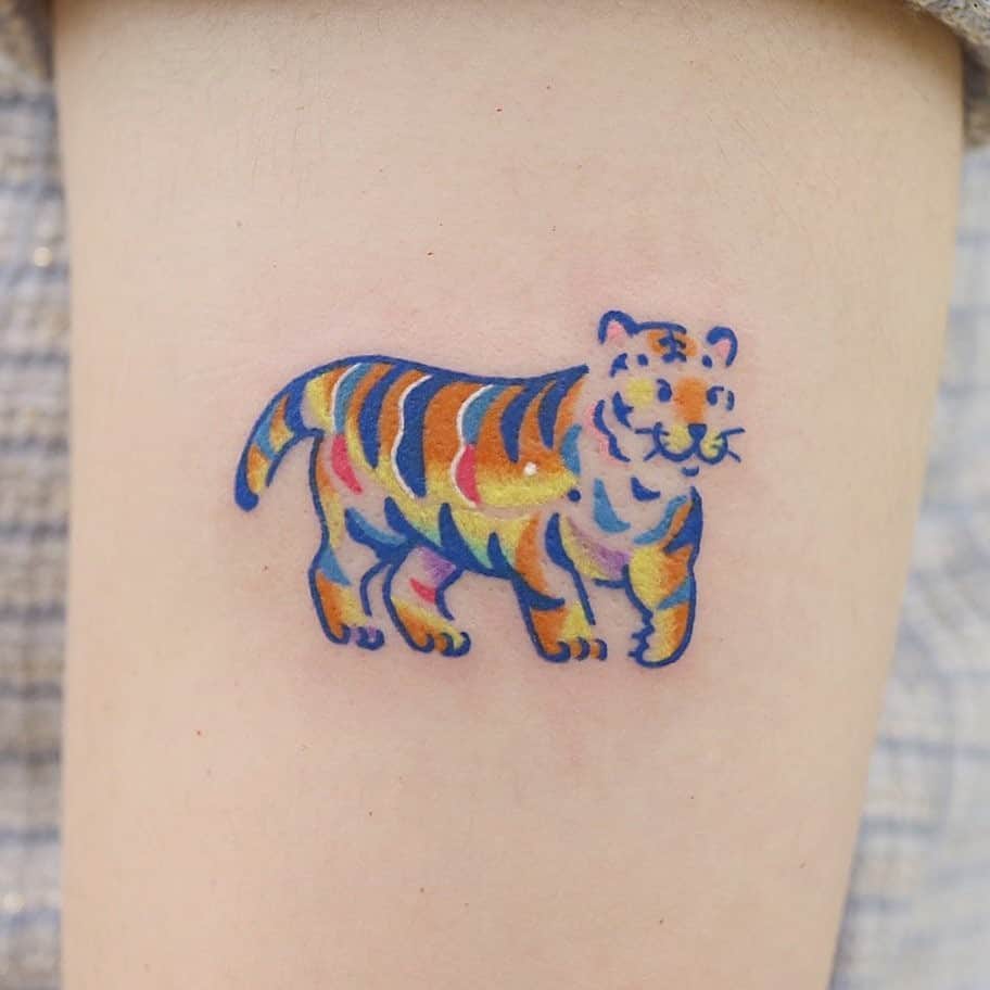 Tiger Tattoo Small Colorful Idea 