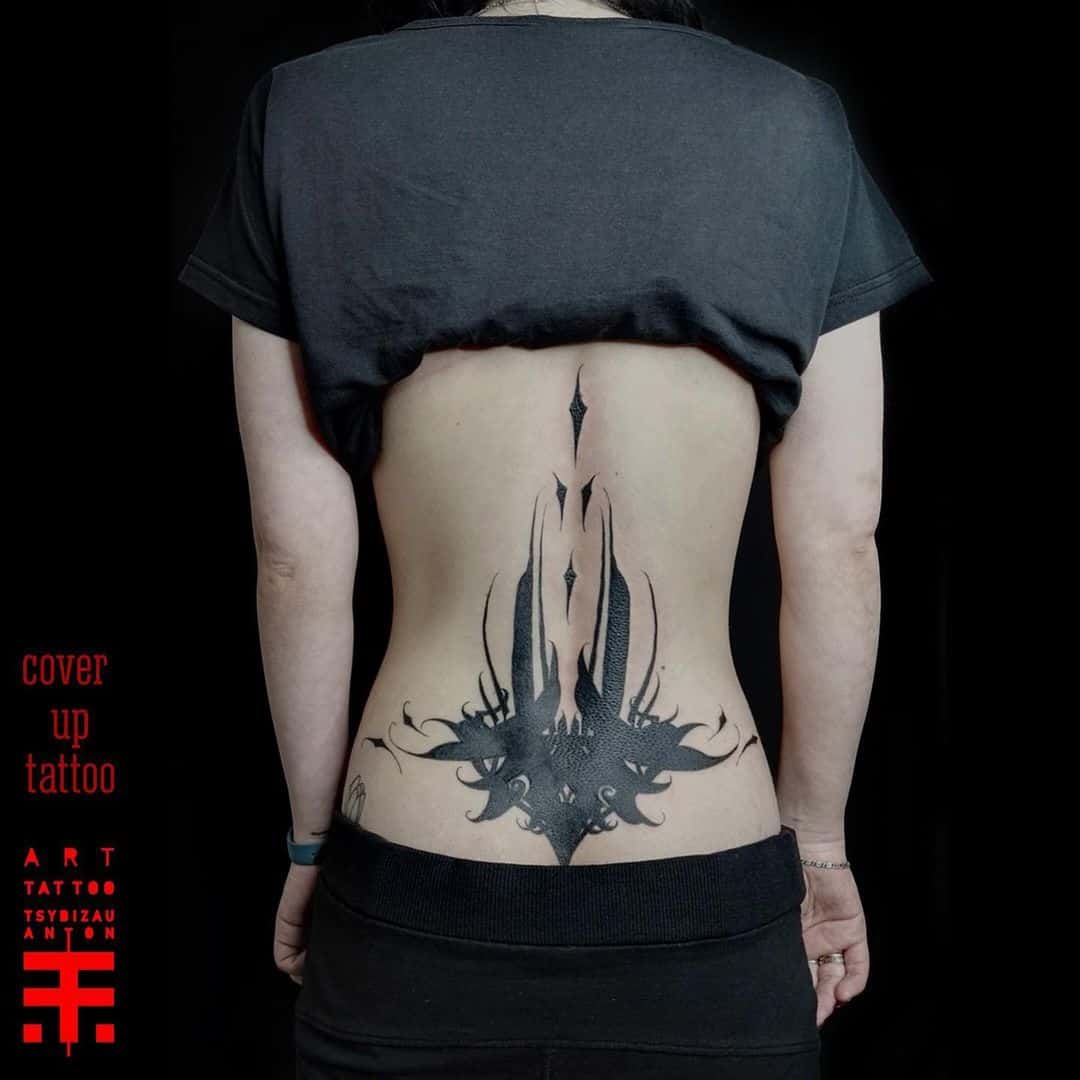 Tribal Back Tattoo Cover Up