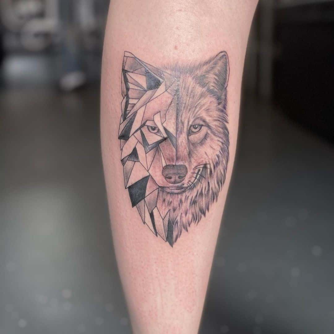 Tribal Calf Tattoo Wolf Idea