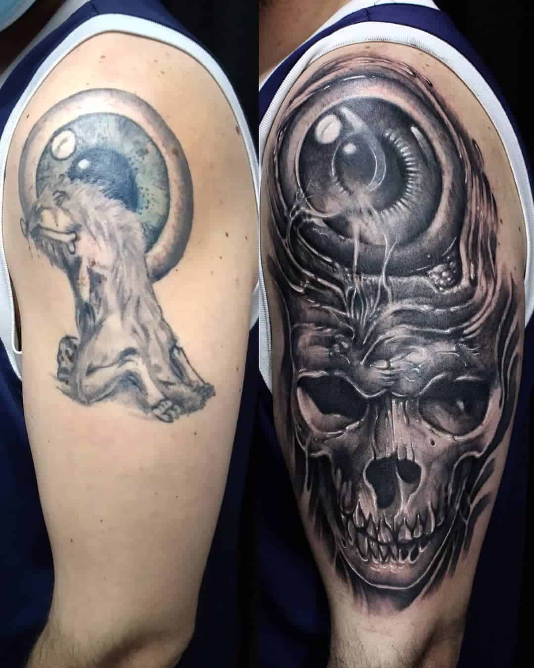 Tattoo uploaded by CROB TATTOO  coverup coveruptattoo skull skulltattoo   Tattoodo