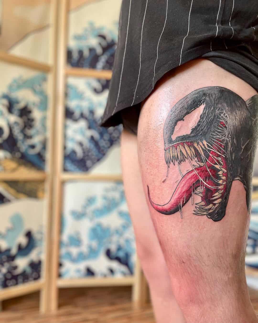 Venom Tattoo on Leg 1
