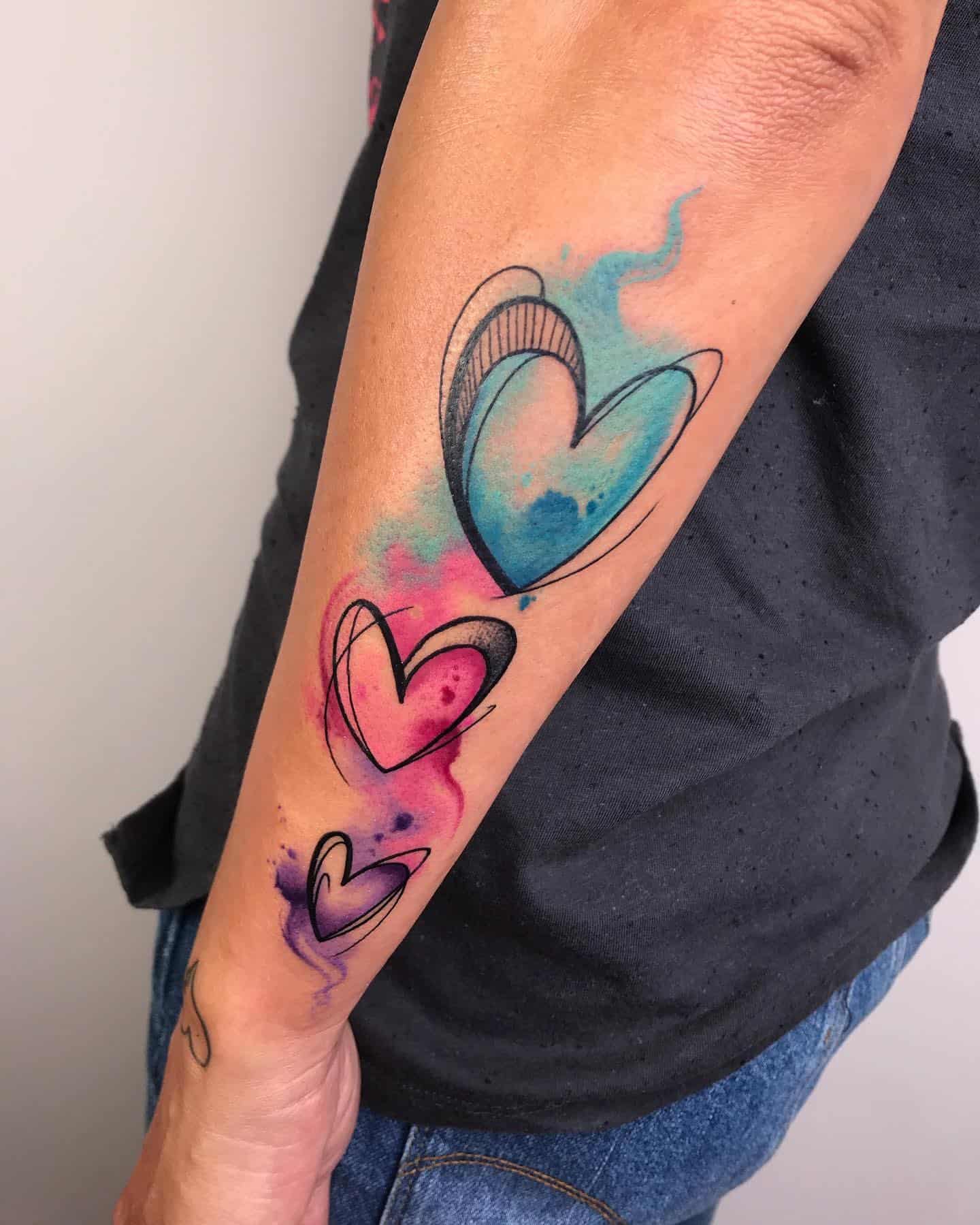 Watercolor Heart Tattoos 3