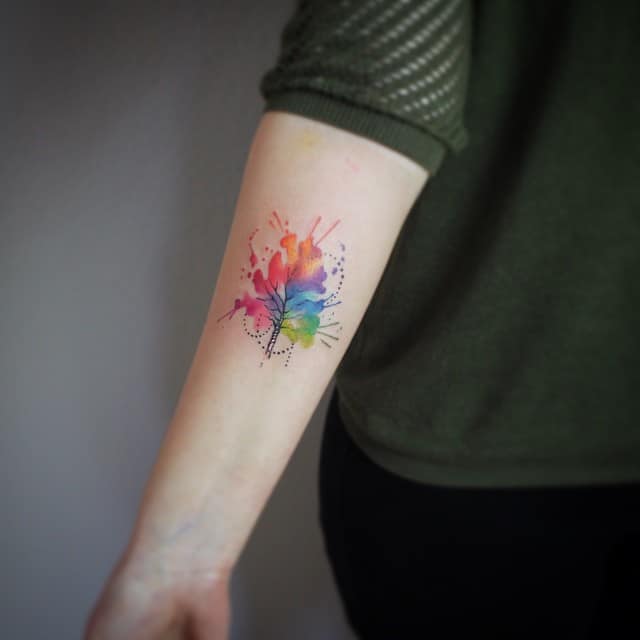 Watercolor Tree Tattoos 1