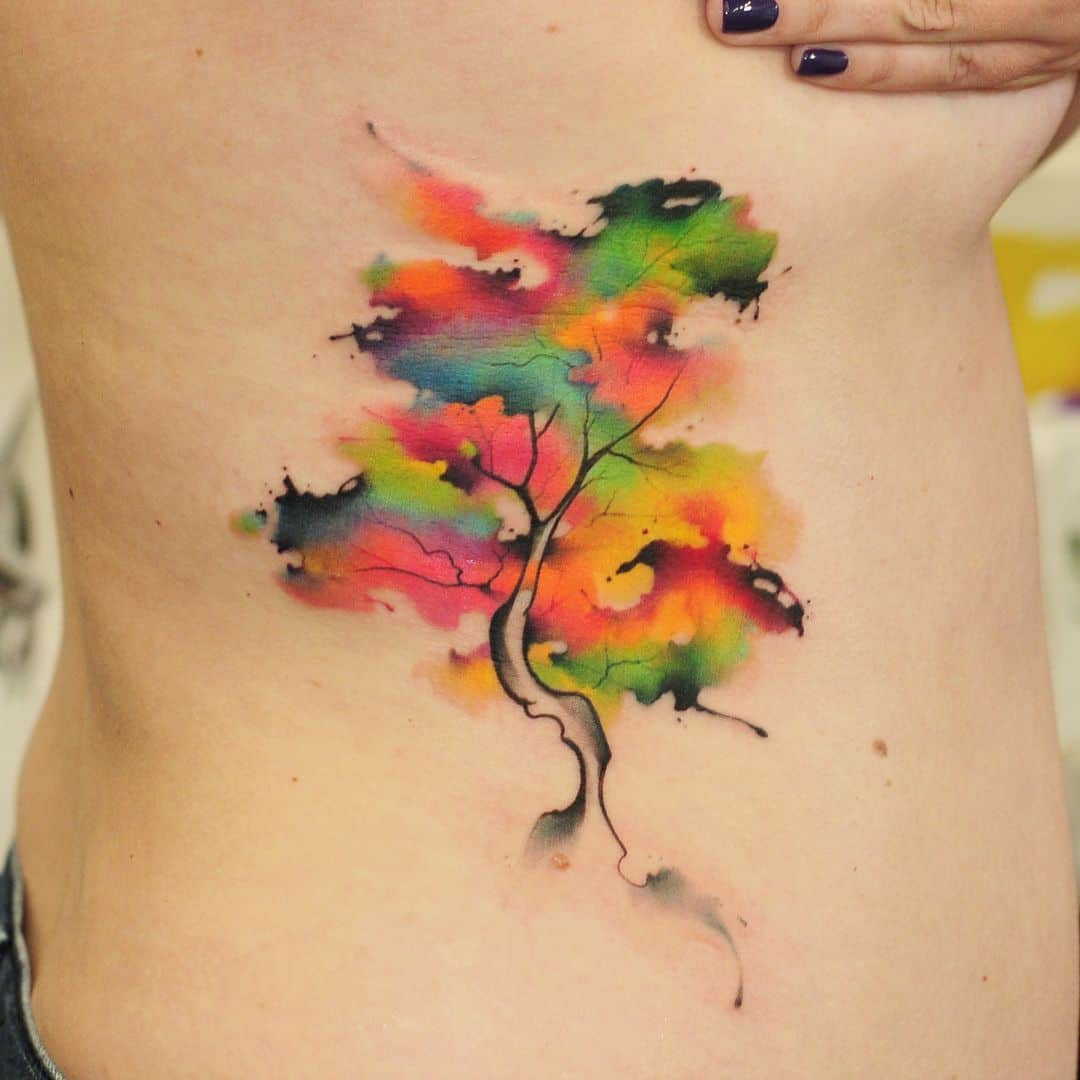 Watercolor Tree Tattoos 3