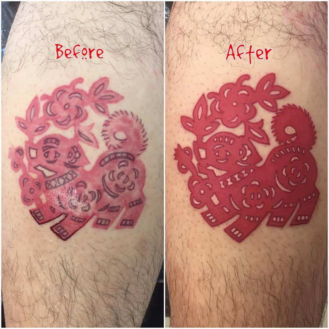 Tattoo-Nachbesserung vorher und nachher