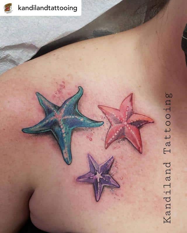 Colorful starfish tattoo