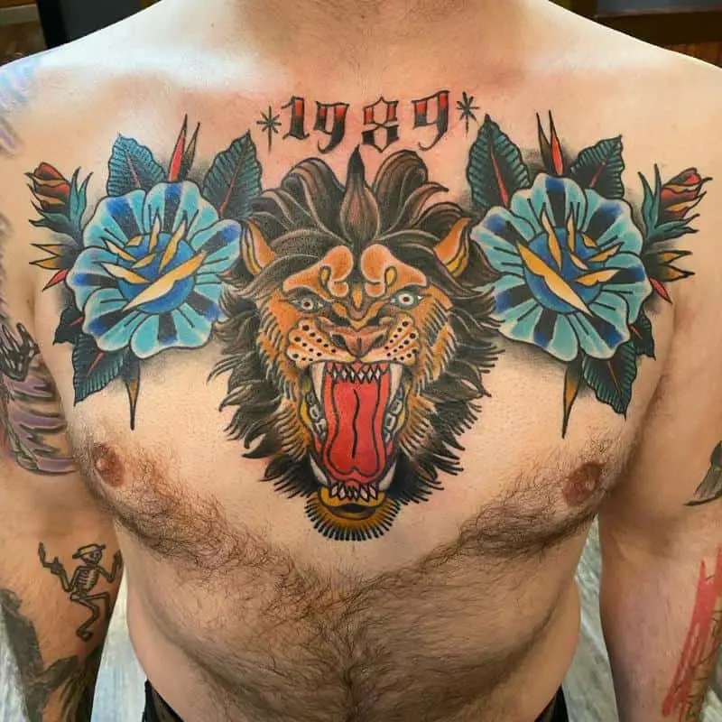 American traditional chest tattoo 2