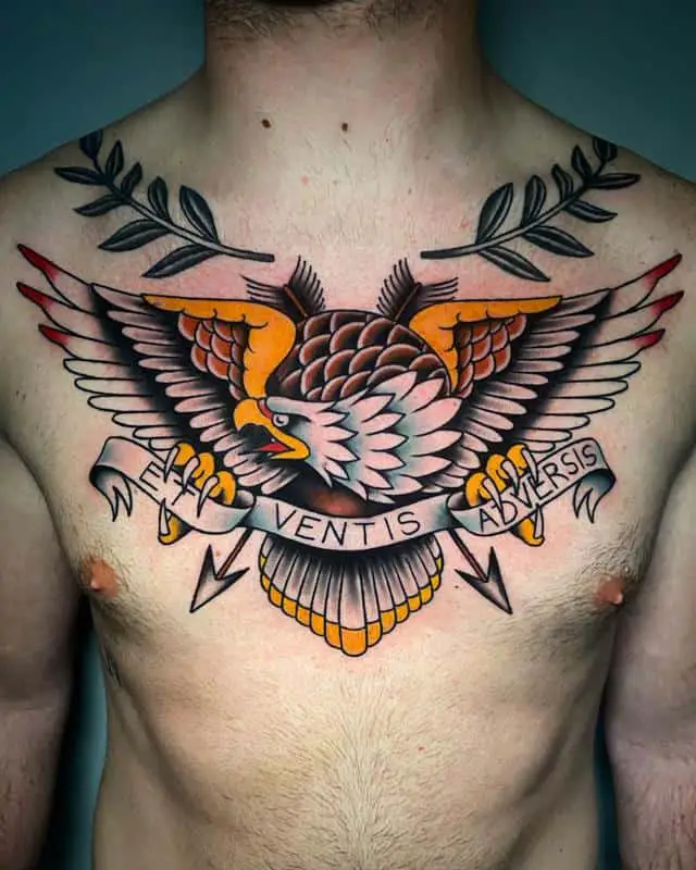 American traditional chest tattoo 4