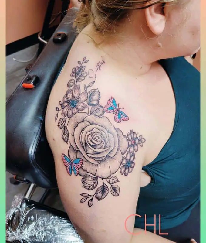 Big Flower Tattoo on Shoulder 4