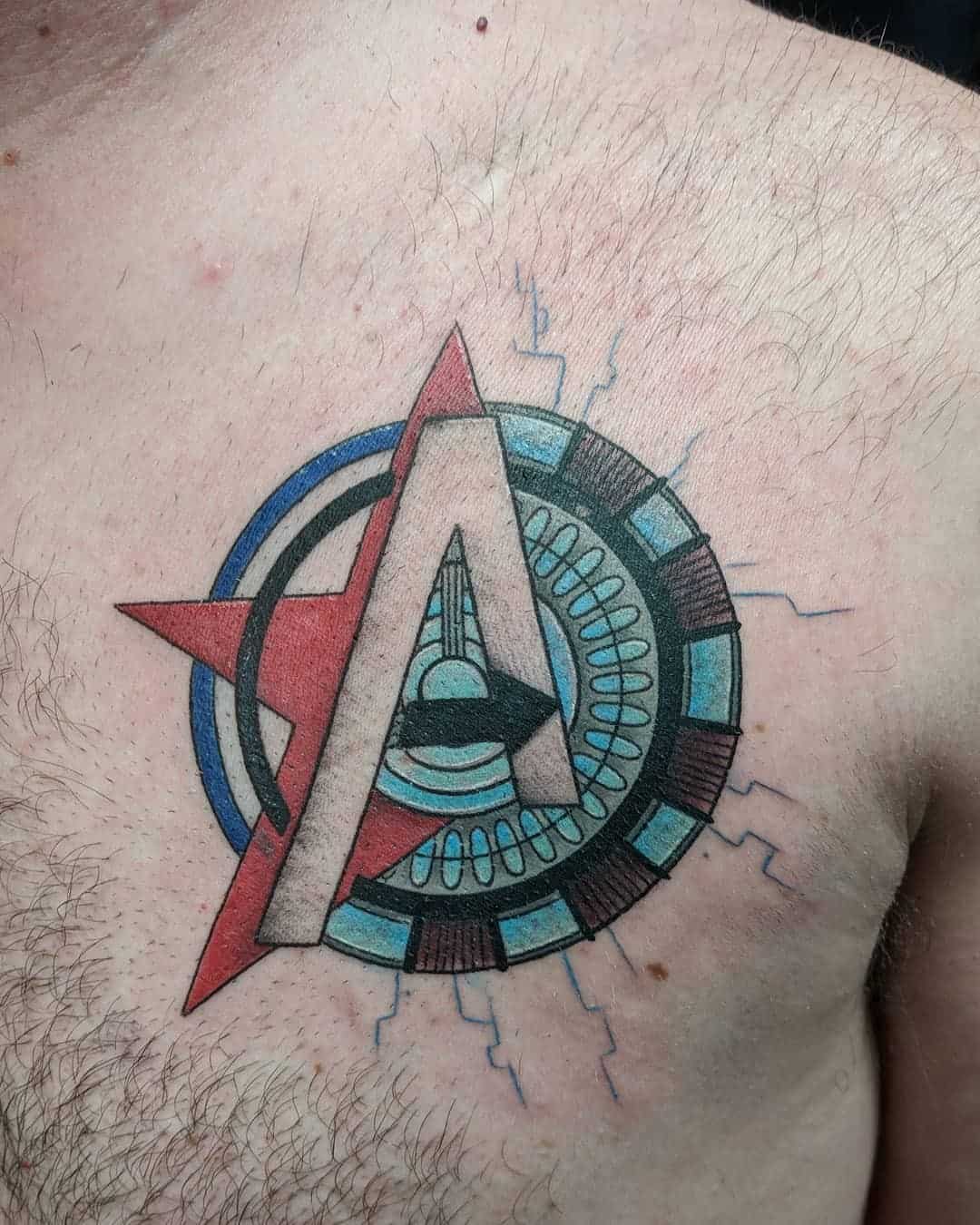 Chest Captain America Tattoo 