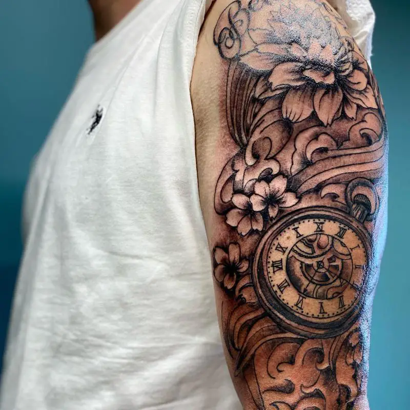 Clock Bicep Tattoo 1