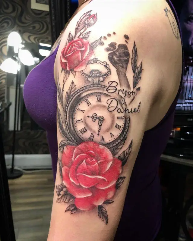 Clock Bicep Tattoo 4