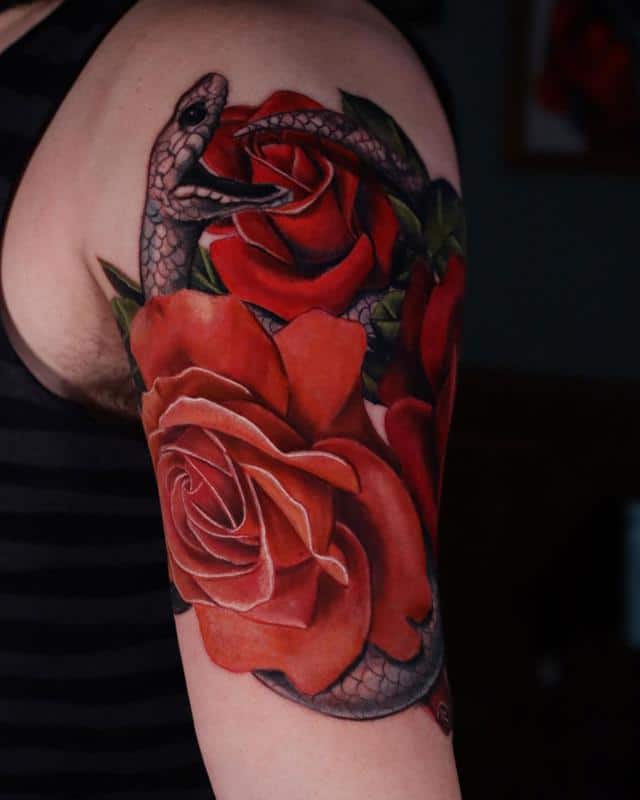 Flower ouroboros tattoo3